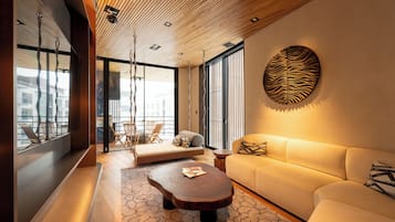 Chalet Luxe, 4 chambres, balcon, cÎté montagne | Coin séjour | TV connectée