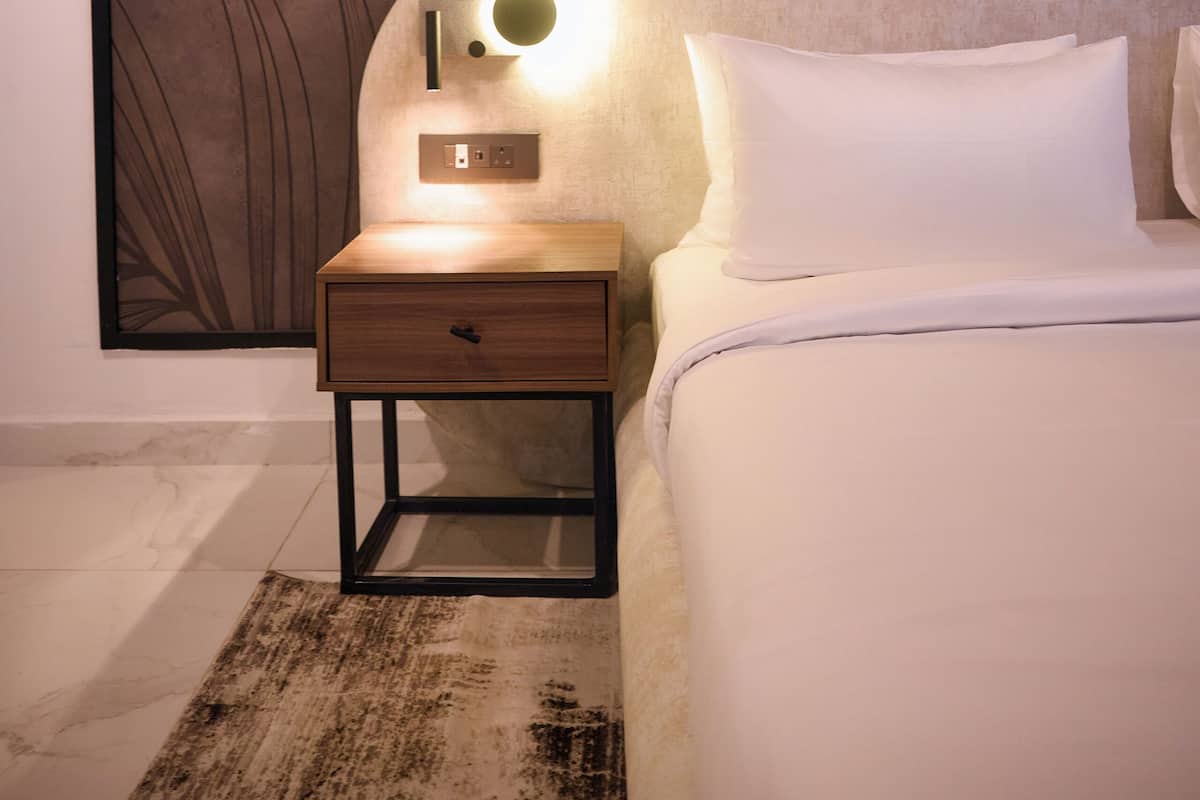 In-room safe, desk, laptop workspace, soundproofing
