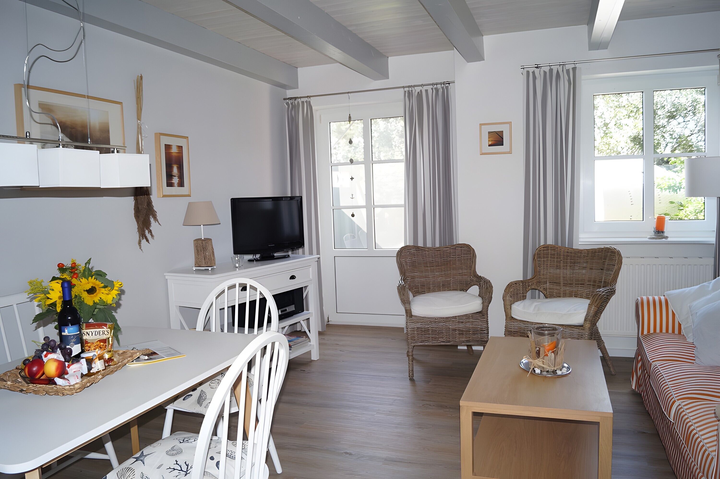 TV, DVD player, stereo