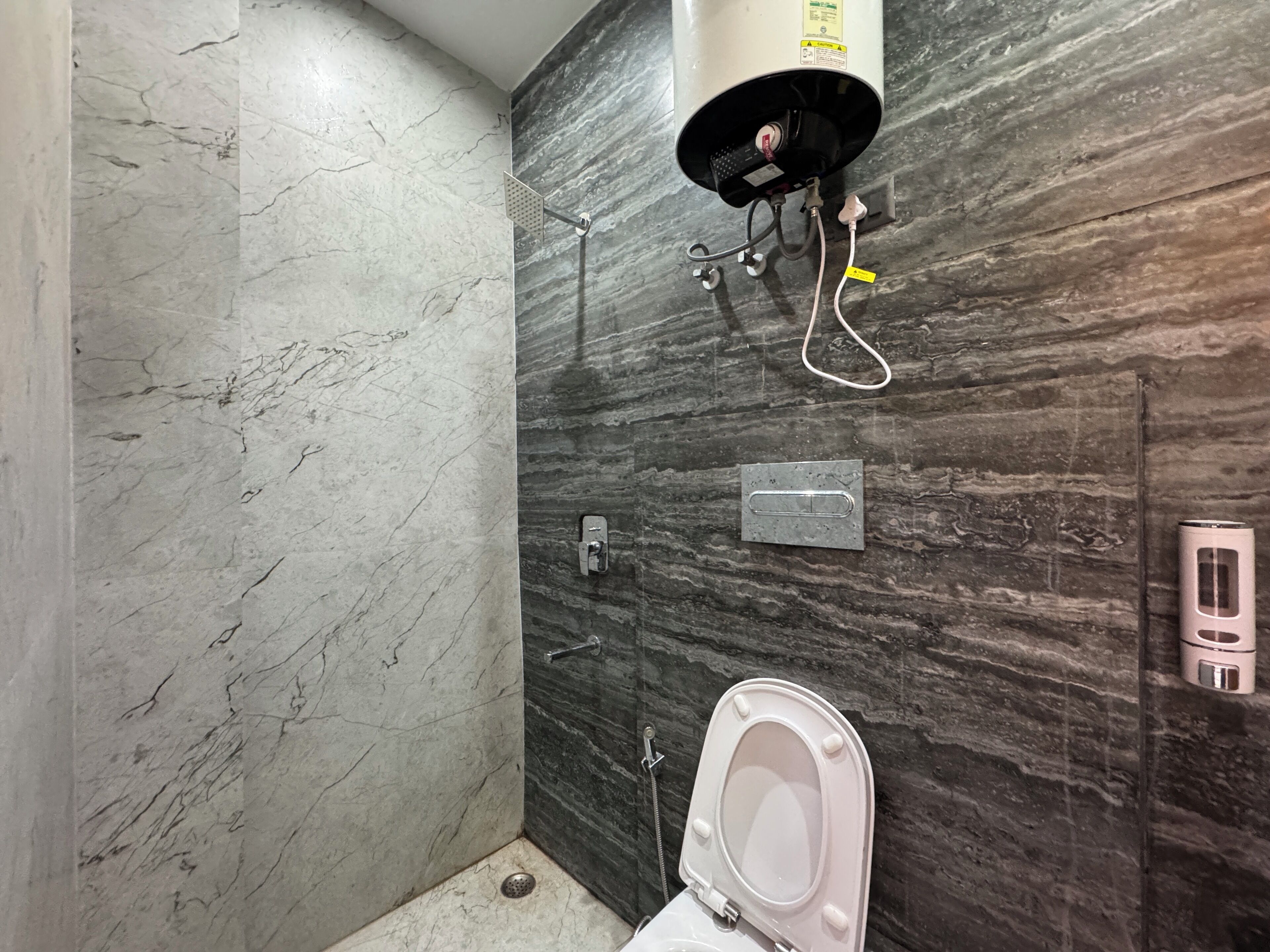 Shower, towels, soap, shampoo