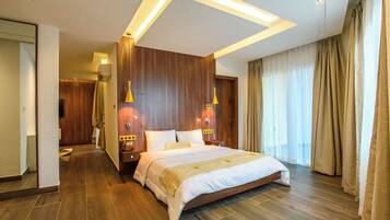 Comfort studio, balkon, uitzicht op de stad | Italiaanse Frette-lakens, luxe beddengoed, Tempur Pedic-bedden