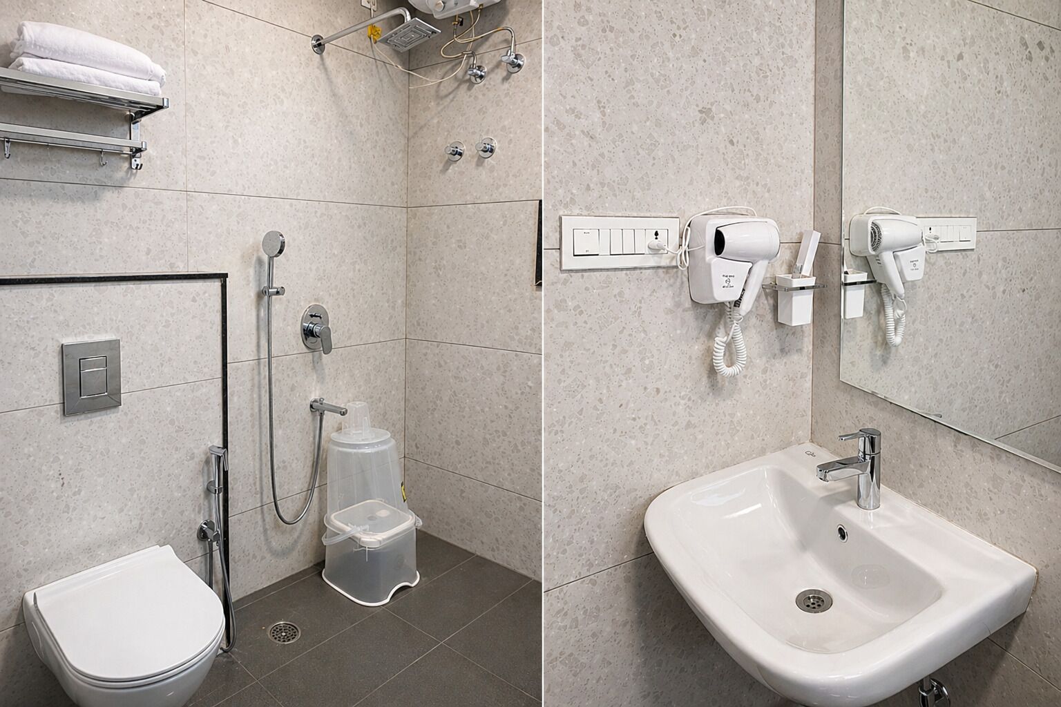 Une salle de bain avec des toilettes, une douche et un lavabo.