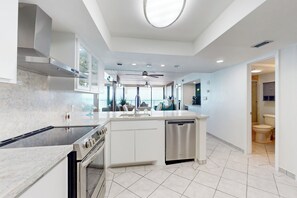 Fridge, microwave, stovetop, dishwasher - Beachfront 2BR on 10th Fl: Suntide III - Unit 1004 (South Padre Island)