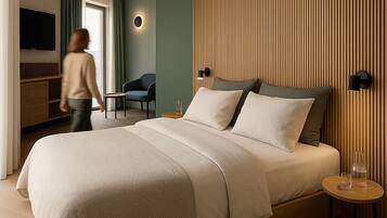 Caja de seguridad en la habitación y cortinas blackout