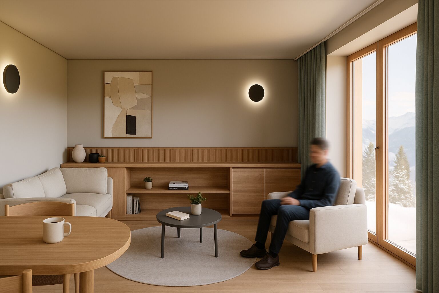 套房, 1 張特大雙人床, 山景 | 起居區 | 40-吋平面電視，提供衛星頻道