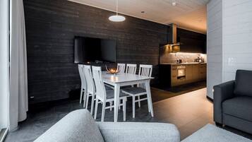 Desk, laptop workspace, blackout drapes, soundproofing