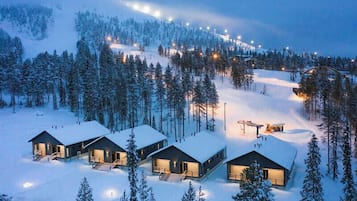 Desk, laptop workspace, blackout drapes, soundproofing