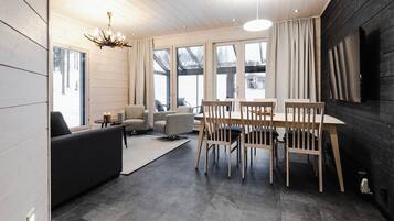 Desk, laptop workspace, blackout drapes, soundproofing