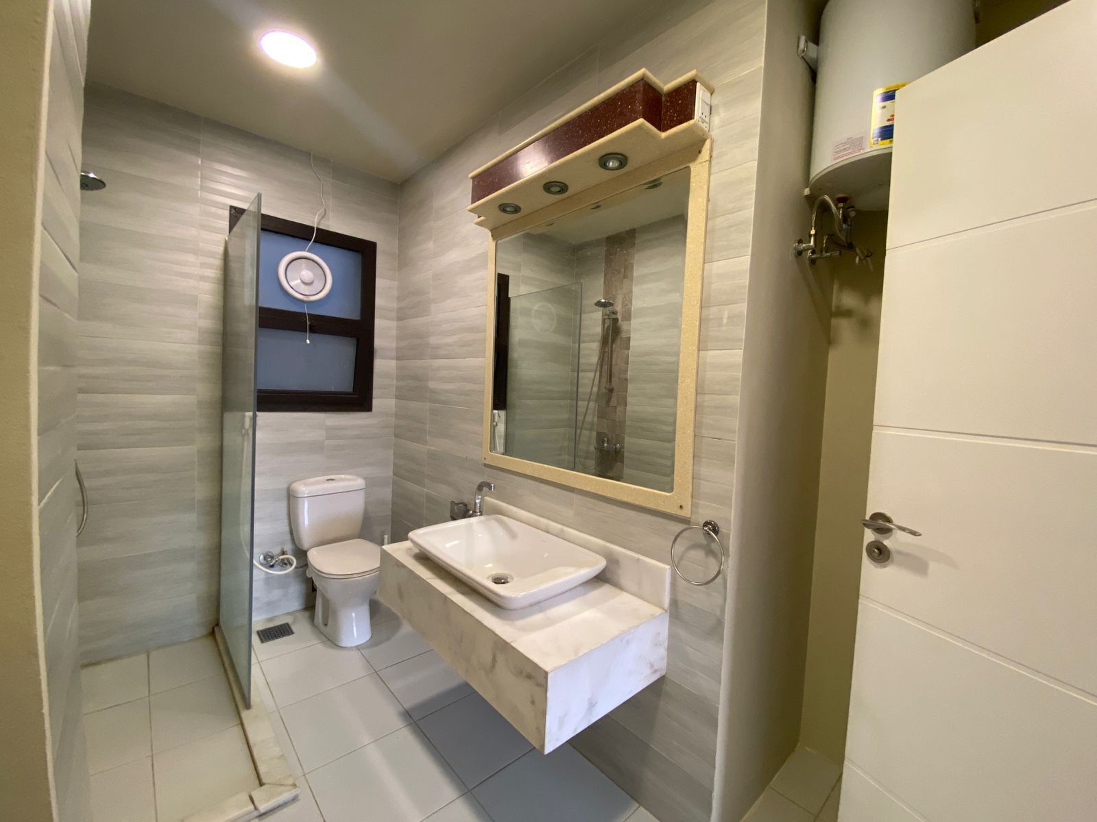 Shower, soap, toilet paper