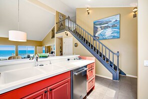 Fridge, microwave, oven, stovetop - Beachfront Condo with Amazing Ocean View Fireplace Shared Pool and Tennis (Depoe Bay)