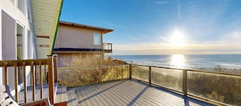 Dog friendly A frame cottage oceanfront with ocean views and two blocks from beach