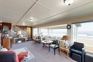 TV, fireplace, DVD player, offices - Oceanfront Escape | Million-Dollar Views, Family & Dog Friendly (Lincoln City)