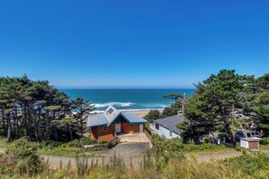 A coastal house with a view of the ocean.