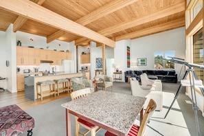 TV, fireplace - New home with unparalleled ocean views and private hot tub dogs welcome (Lincoln City)