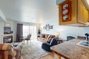 TV, fireplace, DVD player, offices