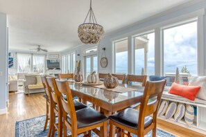 Dining - Ocean view home with hot tub game room furnished deck and fireplaces (Lincoln City)