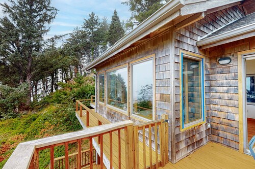 Ocean View Home with Two Decks Beach Access and Cozy Fireplace