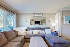TV - Creekfront Condo with Private Patio Beach Access Shared with D Gas Grill and Views (Neskowin)