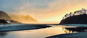 Beachfront dog friendly studio with amazing Proposal Rock view steps to the sand