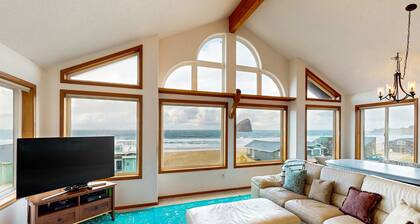 Gorgeous waterfront home with ocean views a furnished deck and beach access