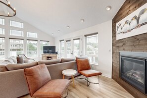 TV, fireplace, video games, offices