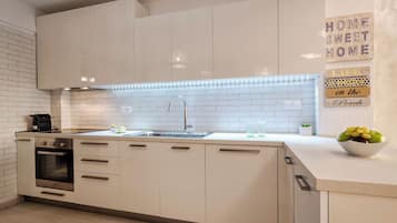 Helios Villa with Private Pool | Private kitchen | Fridge, microwave, oven, dishwasher