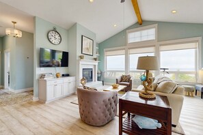 TV, fireplace, foosball, offices