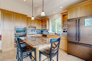 Fridge, microwave, oven, stovetop - Ocean view home with heated floors private hot tub and multiple decks (Pacific City)