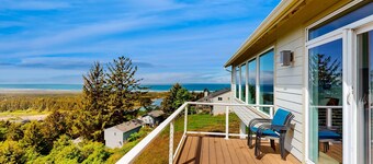 Ocean view home with heated floors private hot tub and multiple decks