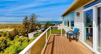 Ocean view home with heated floors private hot tub and multiple decks