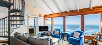 Beachfront Dog Friendly Cottage with Private Hot Tub Fireplace and Ocean Views
