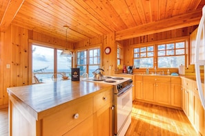 Fridge, microwave, oven, stovetop - House near the beach with ocean views wood stove and telescope (Oceanside)