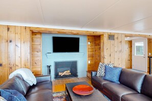 TV, fireplace, foosball, offices