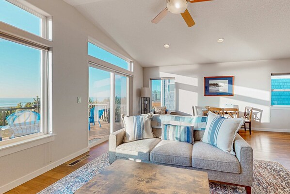 TV, fireplace, table football - Spectacular ocean view home with fireplace and large decks dog friendly (Oceanside)