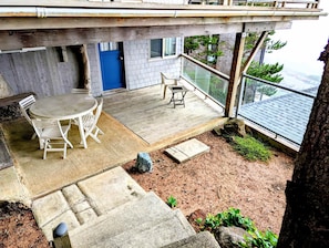 Outdoor dining - Airy Beach Home with Two Decks, Ocean Views - Close to Beach Access (Oceanside)
