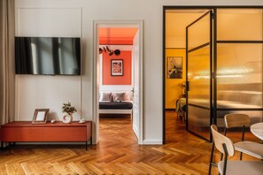 Family Apartment, Balcony, City View | Living room - Pinata Apartment - LoftAffair (Kraków)