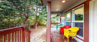 Twin Rocks Beach House private beach path fireplaces and large decks