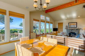Dining - Beachfront home with private beach access fireplace washer dryer yard deck (Rockaway Beach)