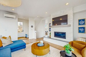 TV, fireplace, foosball, offices