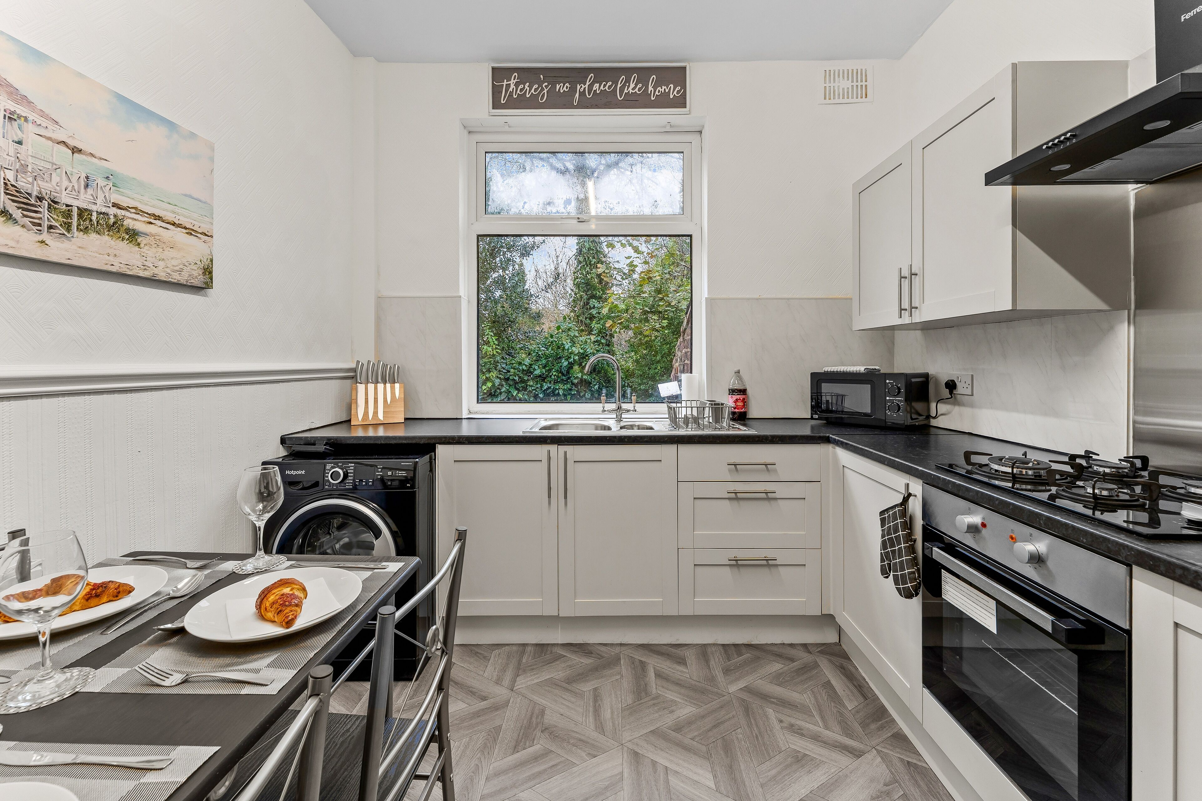 Fridge, microwave, oven, toaster