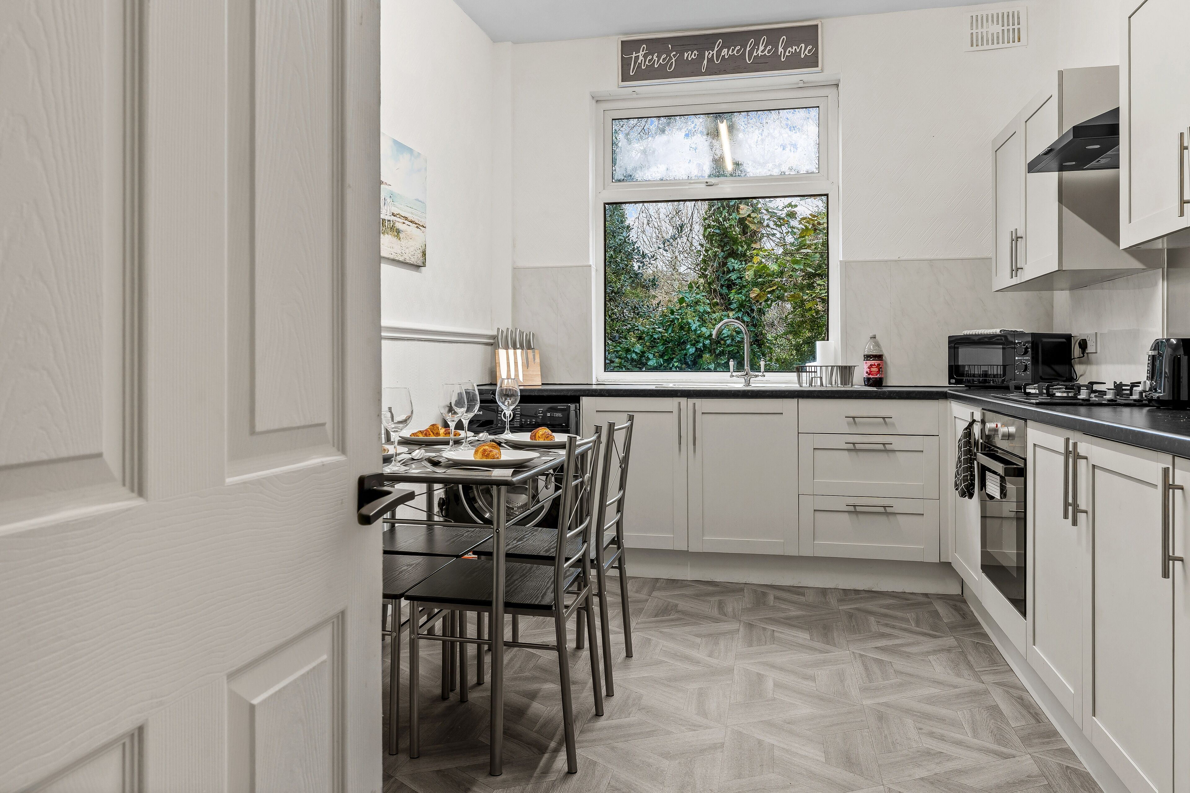 Fridge, microwave, oven, toaster