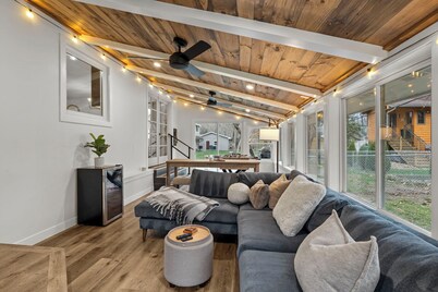 Modern Retreat with Game Porch & Fenced Yard