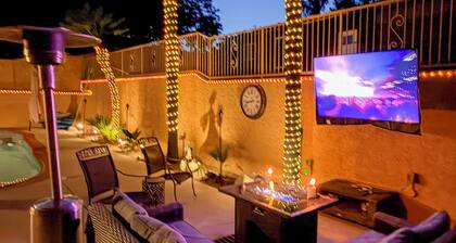 Grill, Large Pool, Plush Patio Furniture, Umbrella