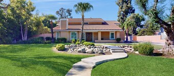 Grill, Large Pool, Plush Patio Furniture, Umbrella