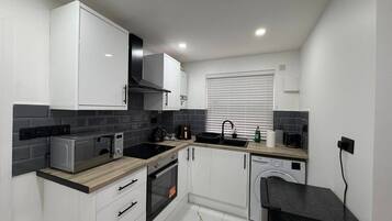 Fridge, microwave, oven, electric kettle