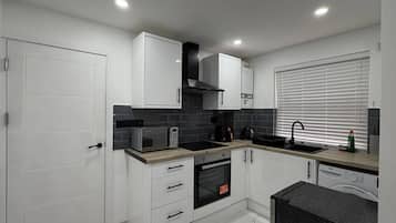 Fridge, microwave, oven, electric kettle