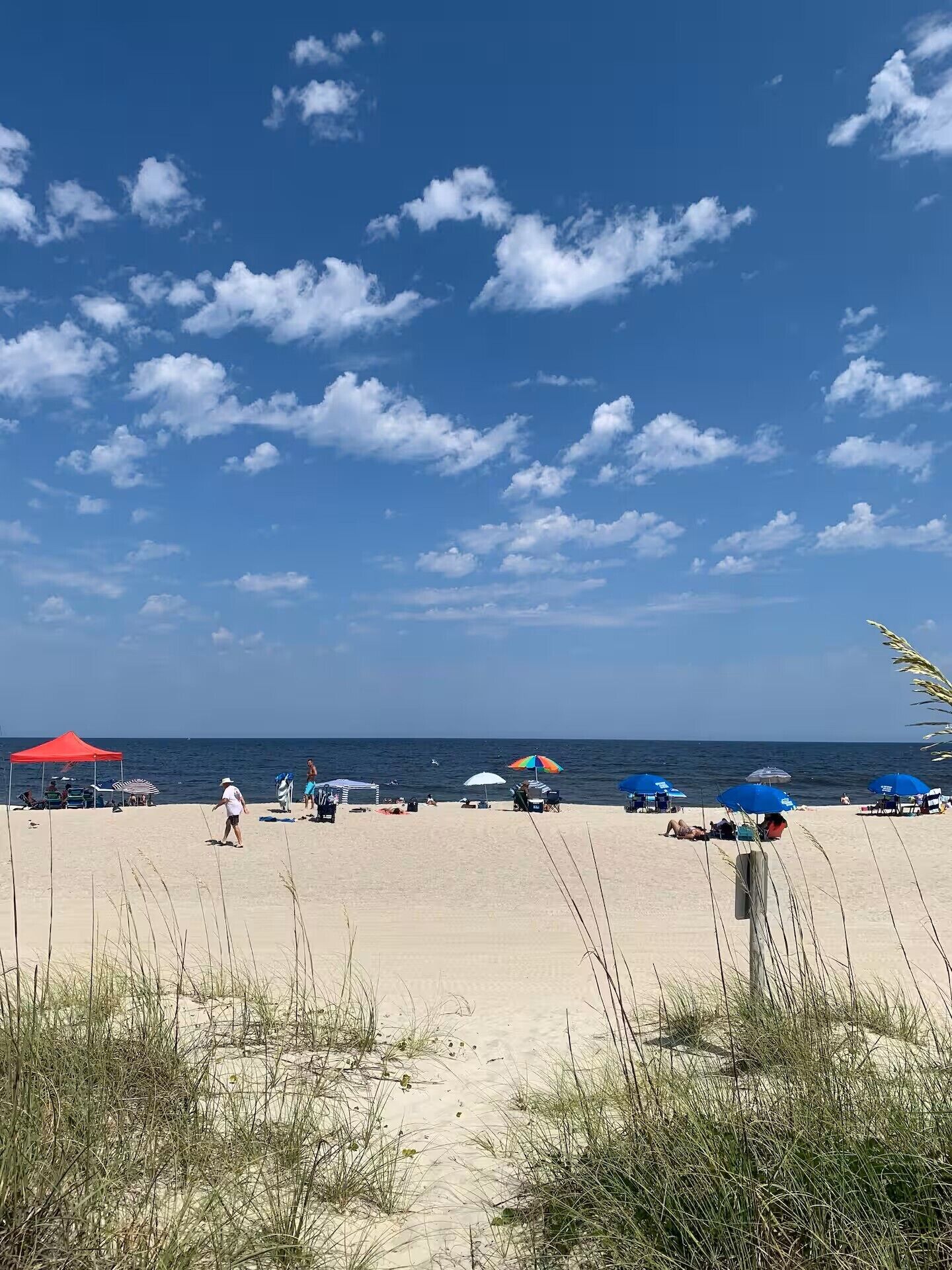 On the beach, sun loungers, beach towels