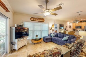 TV, DVD player, books