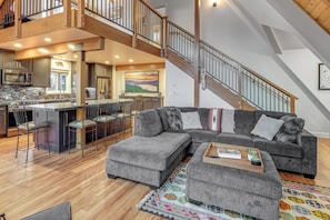 TV, fireplace, books - Retreat w/ Hot Tub: Bear Mountain Ski Slope View (Big Bear Lake)
