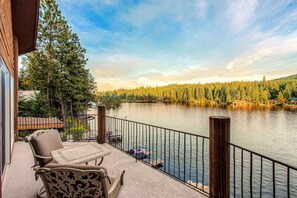 Terrace/patio - Riverfront 4BR Lodge w/ Dock, Sauna & Game Room (Post Falls)